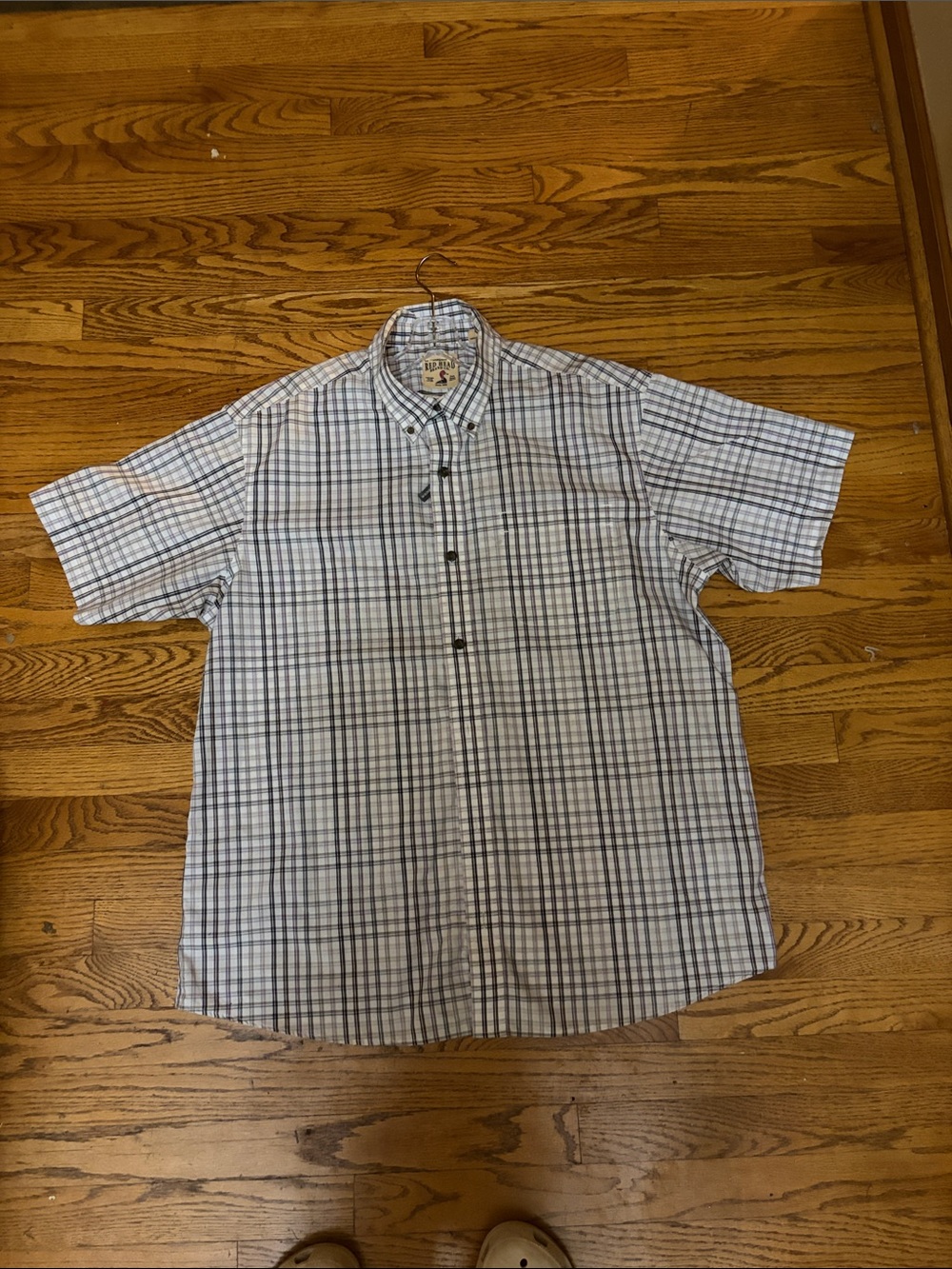 RedHead Short-Sleeve Plaid Button-Down Shirt - Light Blue & White